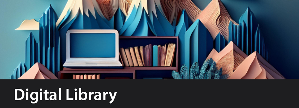 Digital Library Web Banner created using Adobe Firefly