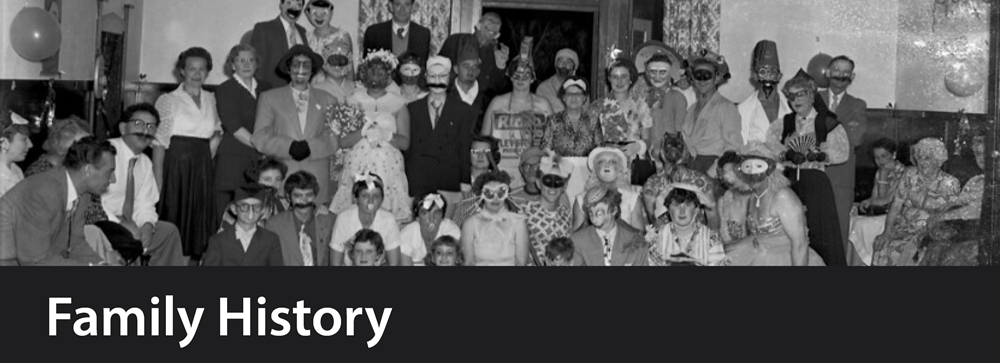 Family History Web banner showing fancy dress party 1956. Photo by Souvenir Snapshots