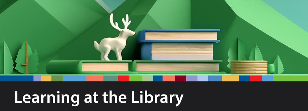 Learning at the library Web Banner created using Adobe Firefly