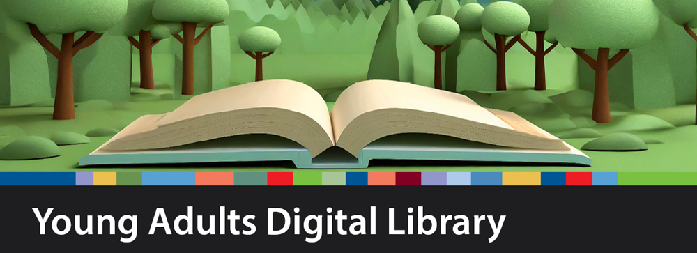 Young Adults Digital Library Web Banner created using Adobe Firefly